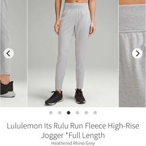 Lululemon Its Rulu Run Fleece High Rise Jogger Full Length Heathered Grey Size 4